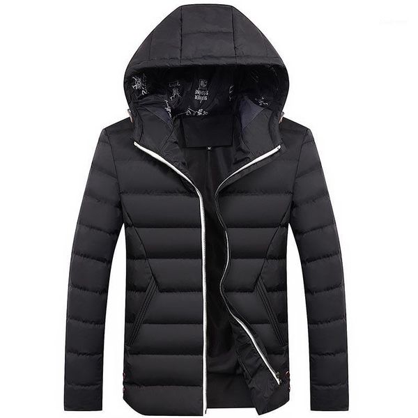 

autumn and winter new men's cotton-padded clothes men's korean-style slim fit cotton-padded clothes versitile fashion thick hood1, Black
