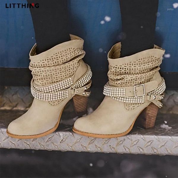 

dress shoes dropship women boots high heels for female buckle ladies short leather ankle 2021 fashion1, Black