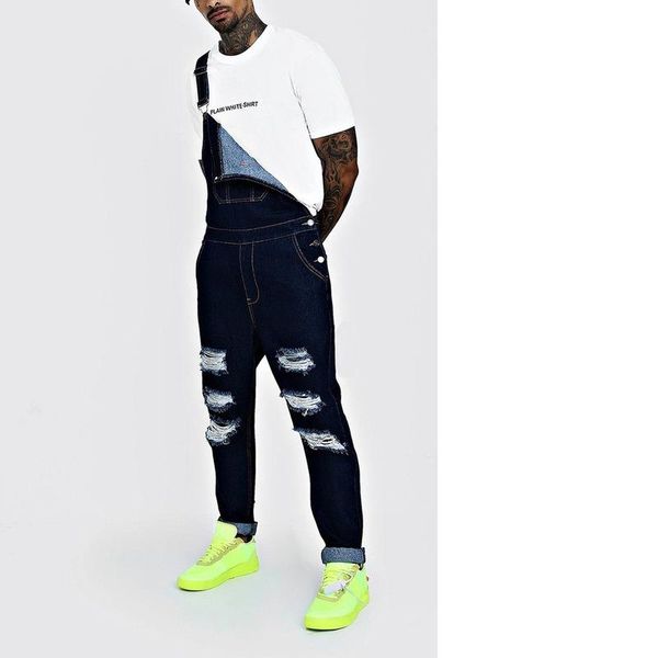 

jeans men's distressed stretch ripped jeans men hip hop slim fit punk denim cotton pants black ripped men, Blue