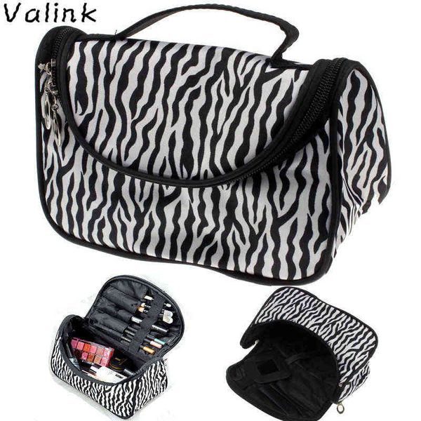 NXY Sacos Cosméticos Grande Capacidade Mulheres Maquiagem Zebra Impressão Armazenamento Armazenamento Organizador Castro Maquillage Femme SAC 220302