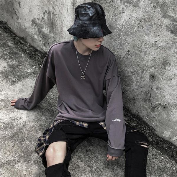 

solid color ripped hip hop sweatshirt men destroyed plain sweatshirts for men street sweatshirt streetwear clothing, Black
