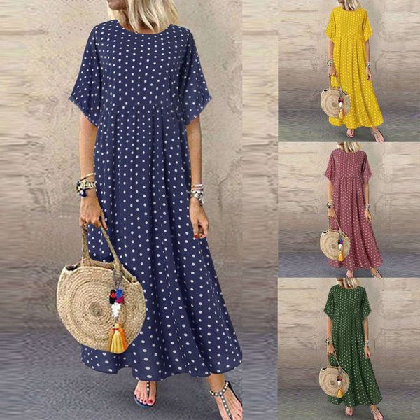 

dress bohemian style printed long loose for women, White