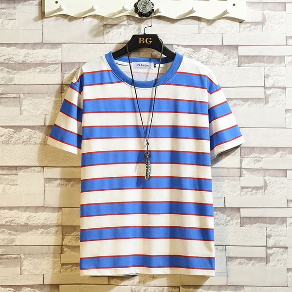 

2021 new harajuku stripe t shirts men/women hip hop casual cotton short sleeve tees summer fashion tshirts green yellow c046, White;black