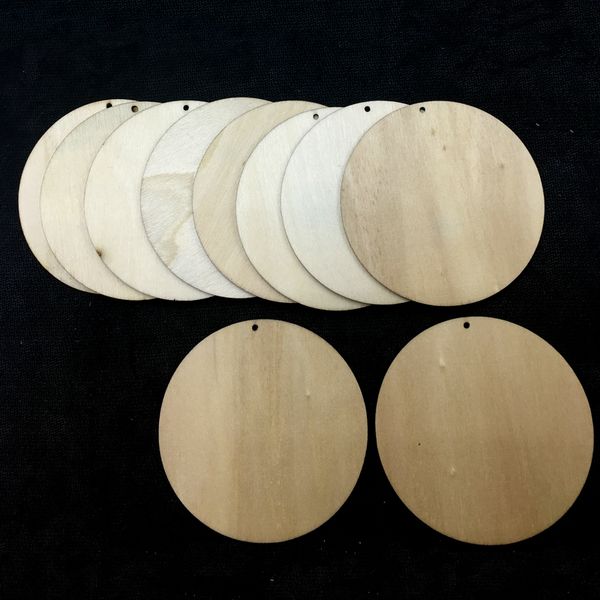 

70mm unfinished round circle wooden disks beads 200930, Black