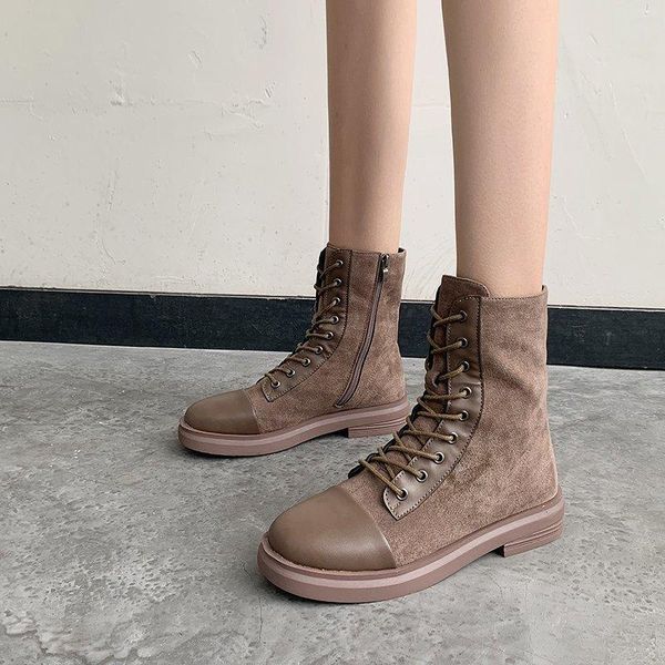 

женские сапоги искусственная замша ботильоны zipper узелок хаки чернокожей женщины обувь для осени модные туфли, Black