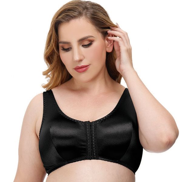 

big size bra women's wire full cup front closure minimizer bra non-padded bra plus size 36 38 40 42 44 46 48 b c d dd c1211, Black;white