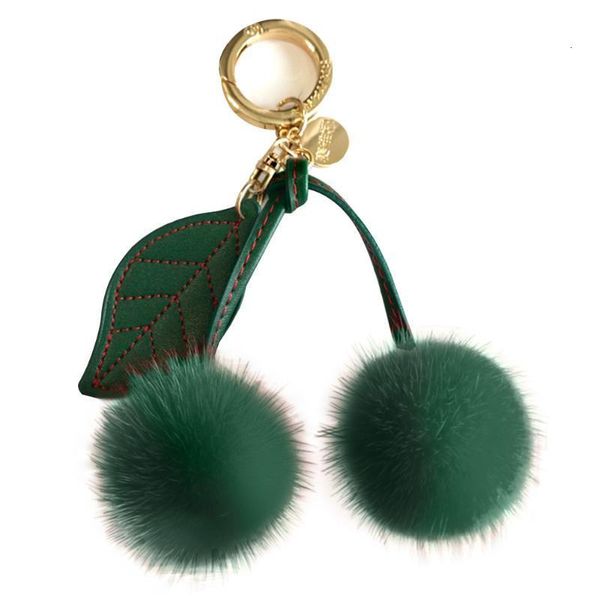 

keyring plush cherry faux leather keychain leaf women car key bag hanging decor, Silver