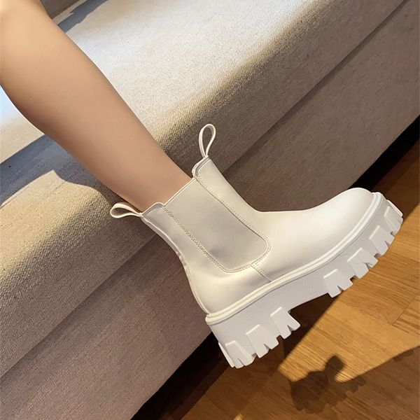 

новая кореначная мода карманная платформа женский единственный чеховать ботинки ботинки женщин botas mujer 201215, Black