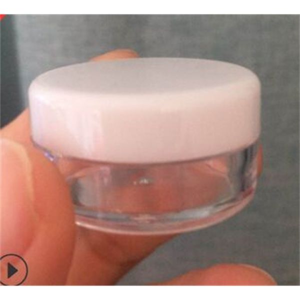 

transparent 3g travel white round cream pot 3ml jars pot container clear plastic sample container for nail art stora
