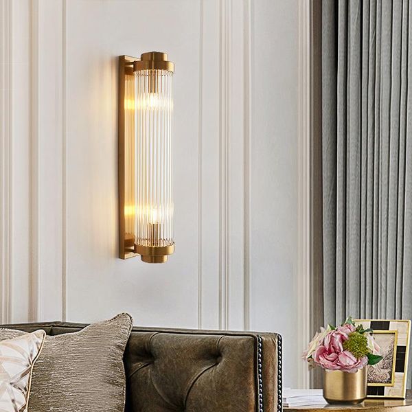 

modern lustre crystal pole led wall lamp living room gold metal bedroom led wall light fixtures living room corridor sconce
