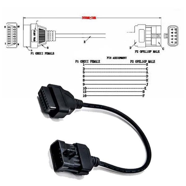 

code readers & scan tools obdii extension cable for 10pin to obd2 16pin female diagnostic connector obd ii 10 pin1