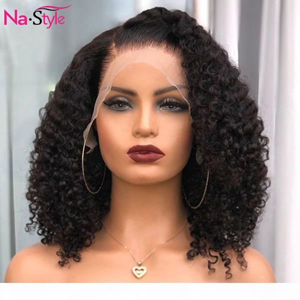 

kinky curly wig pre plucked 13x4 bob lace font wigs for black women 4x4 closure short pixie cut wig human hair 150 remy