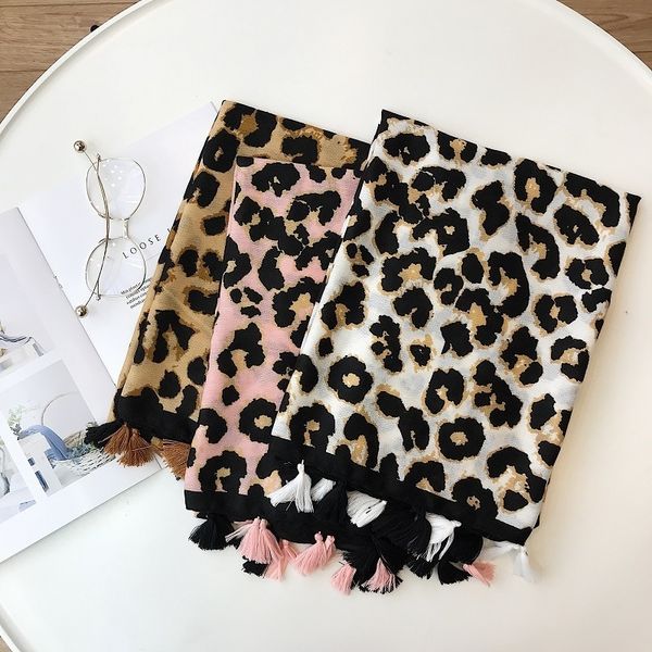 

women fashion leopard dot viscose shawl scarf autumn winter print hijabs and wraps pashmina stoles bufandas muslim snood y201007, Blue;gray