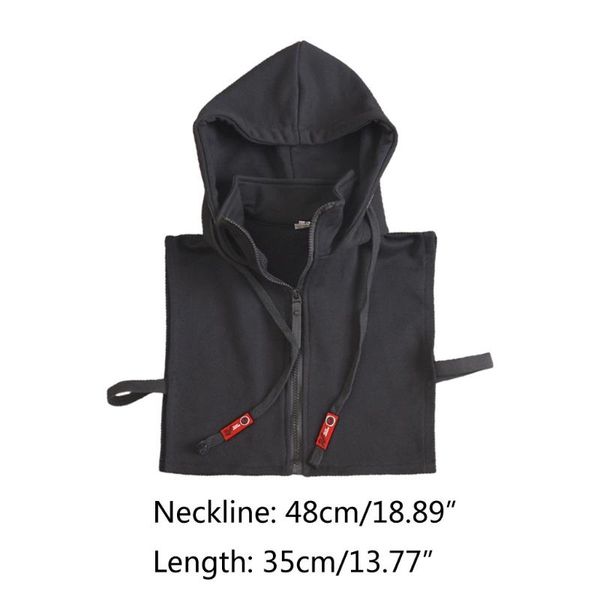 

winter drawstring hooded false collar zipper half shirt decorative dickey u90e, Blue;purple