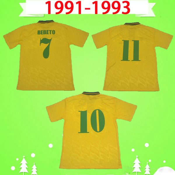 

1991 1992 1993 brasil retro soccer jerseys vintage classic football shirts home yellow #7 bebeto 91 92 93 short sleeve, Black;yellow