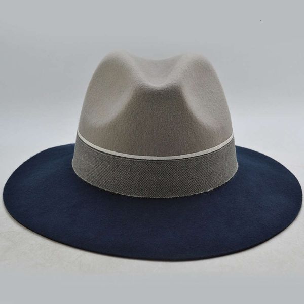 

fashion new contrast art wool felt british gentleman hat, Blue;gray