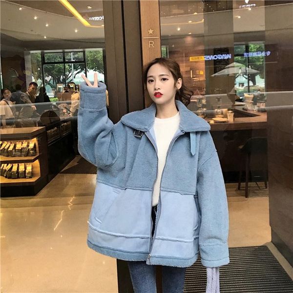 

hstar fashion faux fur coat women 2021 autumn winter warm soft zip up fur jacket female overcoat casual hight collar outwear, Black