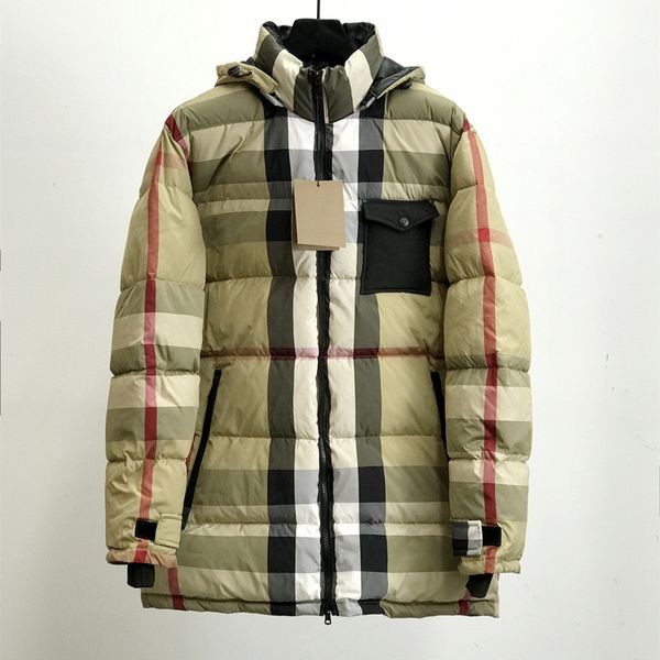 

2020 autumn and winter new luxury design cross pattern super classic hooded plaid down jacket all-match casual jacket ing, Black;brown