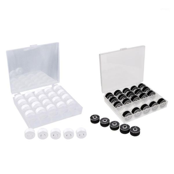 

50pcs black & white bobbins and sewing thread with storage case for brother singer domestic sewing machine1