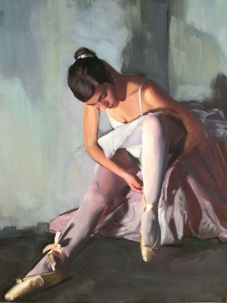 

a study in winter" girl woman ballet lady home decor handpainted &hd print oil painting on canvas wall art canvas pictures 210123