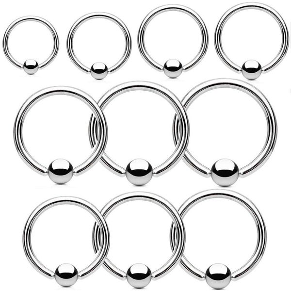 

10pcs/lot surgical steel large size captive bead lip rings bcr nipple eyebrow tragus ear hoop earrings piercing body jewelry q sqcfwz, Silver