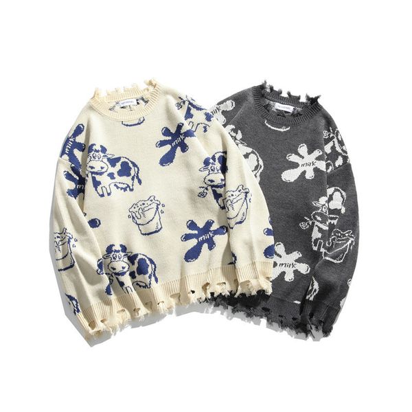 

2021 new style autumn in fashion vintage couple's sweater he58, White;black