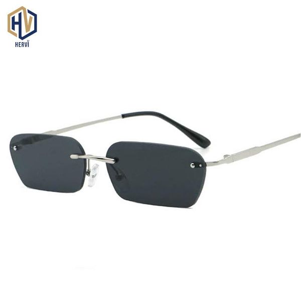 

fashion frameless square sunglasses men women metal small frame sun glasses color ocean lens eyeglasses uv400, White;black