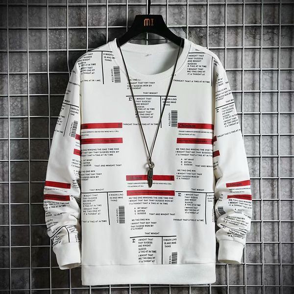 

spring autumn men's hoodies punk style long sleeve pullover letter sweatshirts male casual streetwear o-neck hoodie men, Black