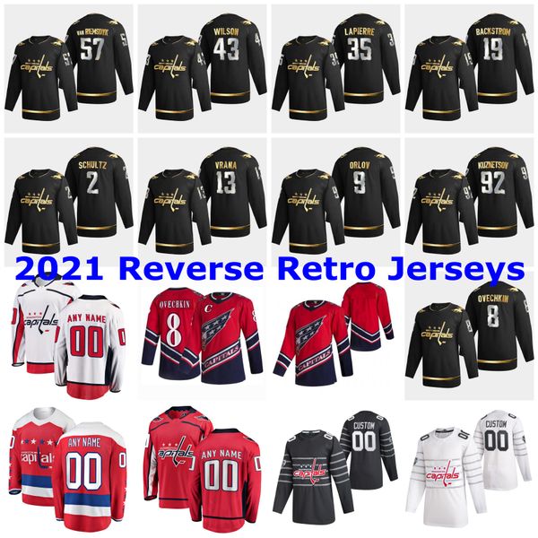 

2021 reverse retro washington capitals jerseys radko gudas jersey nick jensen michal kempny tyler lewington john carlson custom stitched, Black;red