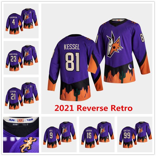 

phil kessel arizona coyotes 2021 reverse retro jersey oliver ekman-larsson hjalmarsson hull fischer burke kuemper derek stepan wayne gretzky, Black;red
