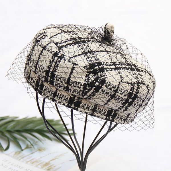 

casquette 2019 осенью и зима черно-белые плед сетки берты леди элегантные леди художник шляпа новостей боевые шапки btm05 h jlluvs