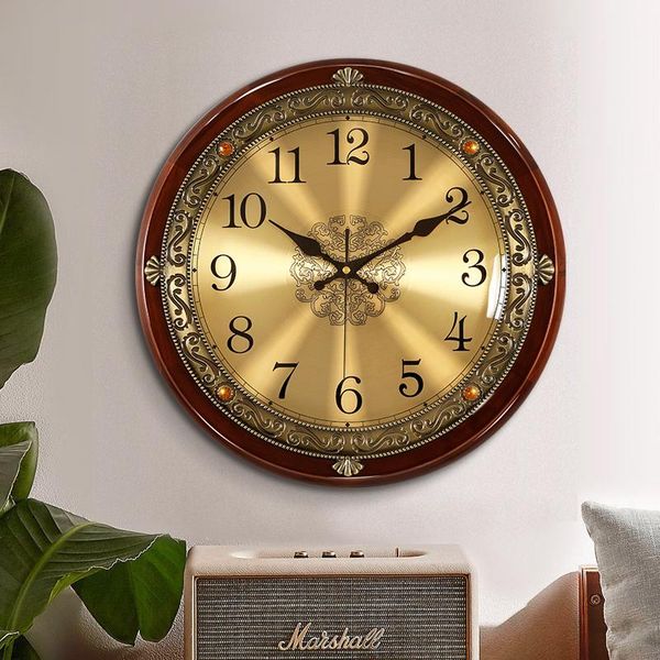 

american european large solid wood retro wall clock living room silent bedroom creative watch home relogio de parede gift