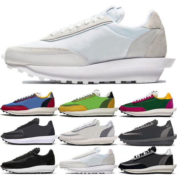 

women waffle men trainers running shoes chunky dunky nyc pigeon triple black white nylon fashion runner mens sports sneakers, White;red