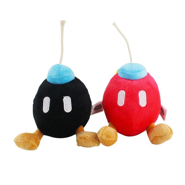 

bob-omb bomb cute soft super mario bros plush doll toy black and red 5'' inch