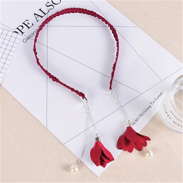 

fashion women flower imitation pearl pendant dangle earrings head band earring hairband hair hoop headband hair accessories h bbyiws, Black;brown