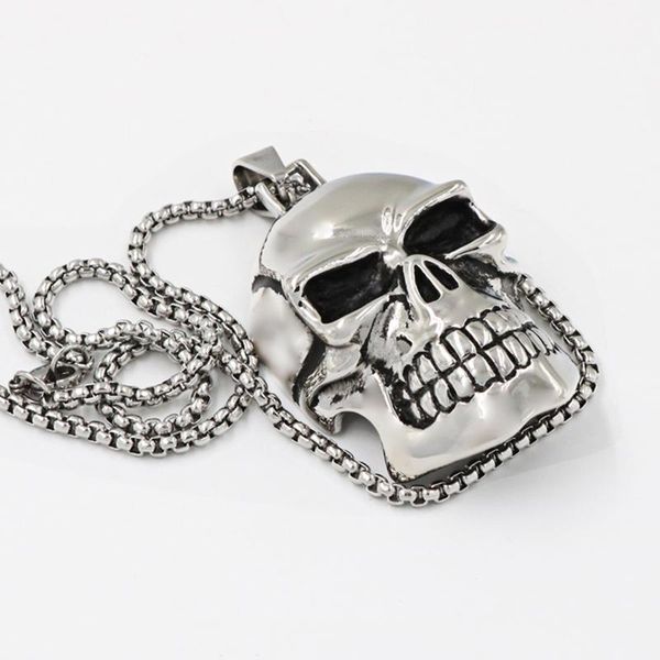 

pendant necklaces 1 fashion punk silver color skull necklace for men/women stainless steel skeleton chain jewelry gift