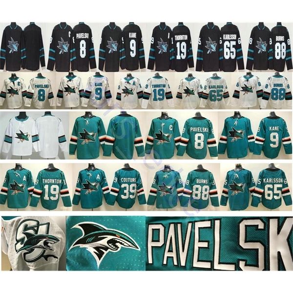 

san jose sharks hockey 8 joe pavelski 9 evander kane 19 joe thornton 39 logan couture 88 brent burns 65 erik karlsson, Black;red