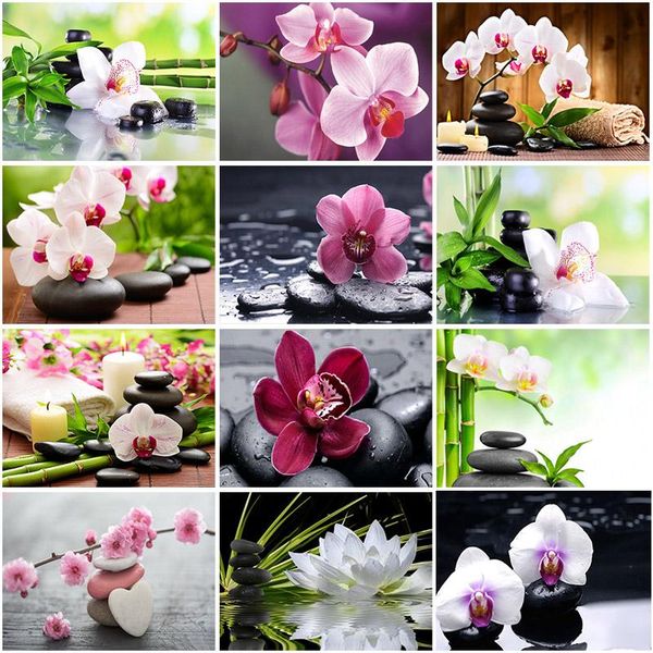 

diy 5d diamond painting orchid diamond embroidery flower cross stitch full round drill rhinestones mosaic manual gift home decor