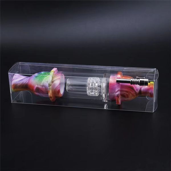Collettore di nettare in silicone gratuito DHL con vetro per accessori per fumatori con punta per unghie in titanio