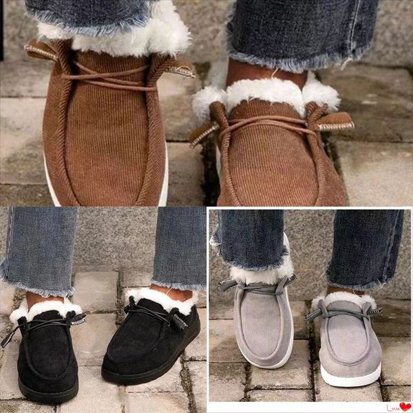 

cf3wg swonco cotton padded witner shoes slip snow boots cotton boot women on casual female new sneakers flats snow shoes, Black