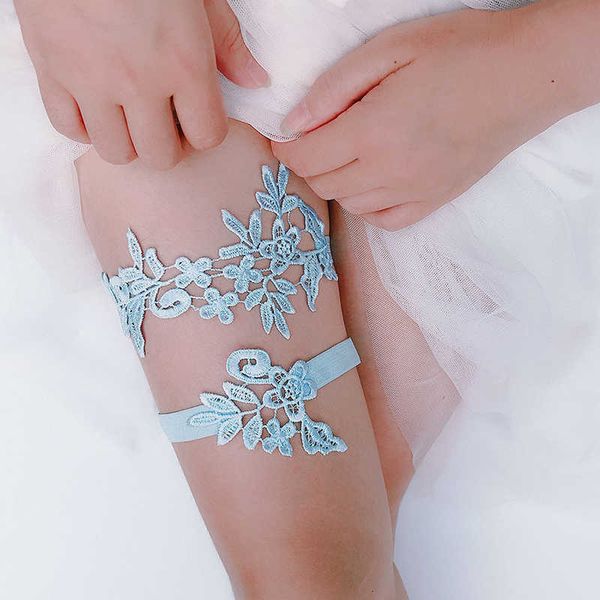 

blue lace wedding elegant bridal shower gift women thigh ring leg garter, Black;white