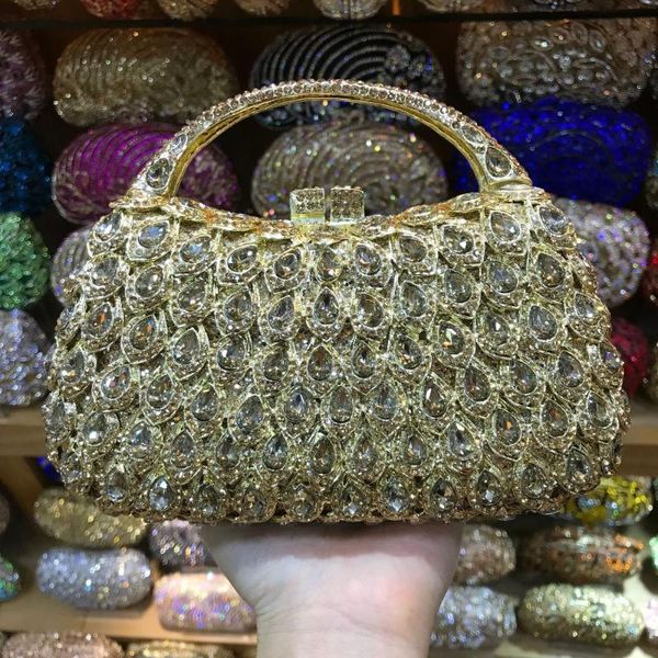 

luxury crystal evening bag clutch gold for women 2020 rhinestone ladies wedding party purse dinner handbags gemstone clutches