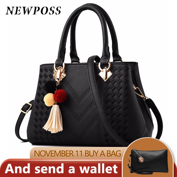 

hbp fashion women handbags tassel pu leather totes bag handle embroidery crossbody bag shoulder bag lady simple style hand bags