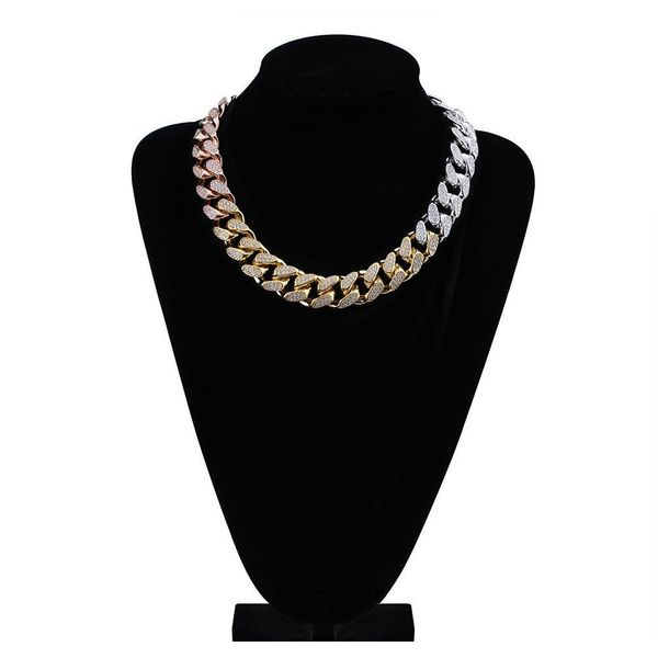 

12mm iced out zircon miami cuban link necklace choker silver rose gold color cha wmtoxw whole2019