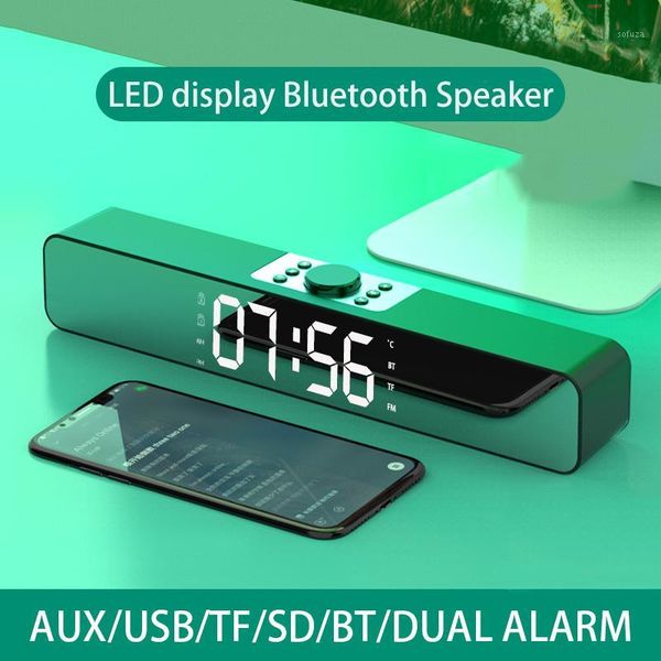 

mirror screen tv sound bar dual alarm clock aux usb wired wireless bluetooth speaker home theater surround soundbar for pc tv1