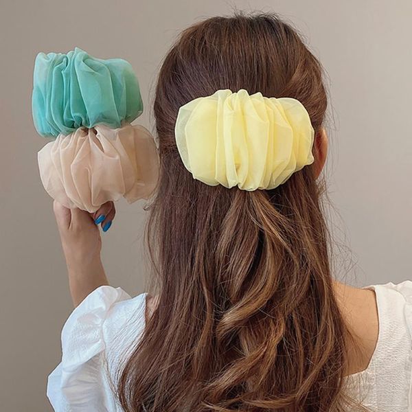 

hair accessories 1pcs fashion organza solid color ruched clip girl wild rubber band soft scrunchies ornament rope