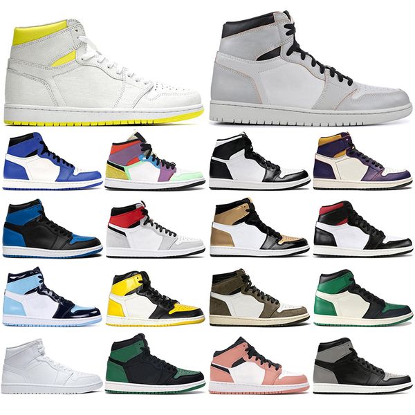 

2021 high og men women outdoor shoes 1 1s shattered backboard tie-dye twist unc to chicago iridescent reflective white mens trainers sports