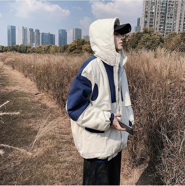 

2021 new winter overcoat hooded waterproof male jakcet thicken warm men jacket fashion outerwear k4vp, White;black