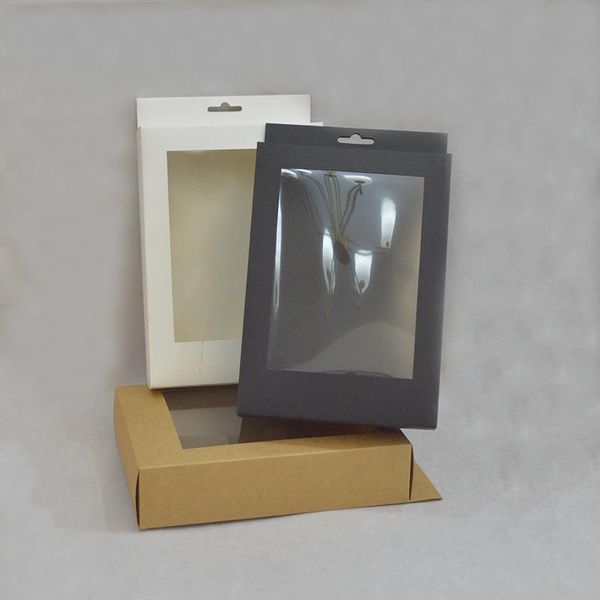 

gift wrap 10 pcs paper box with window black packaging white custom for display kraft packaing