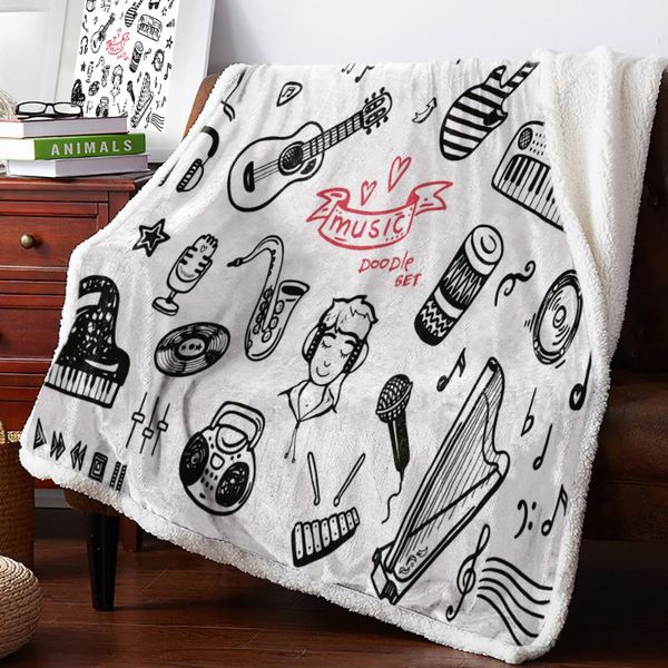 

musical instrument guitar microphone fleece blanket warm cashmere blanket office sofa supplies blankets for beds